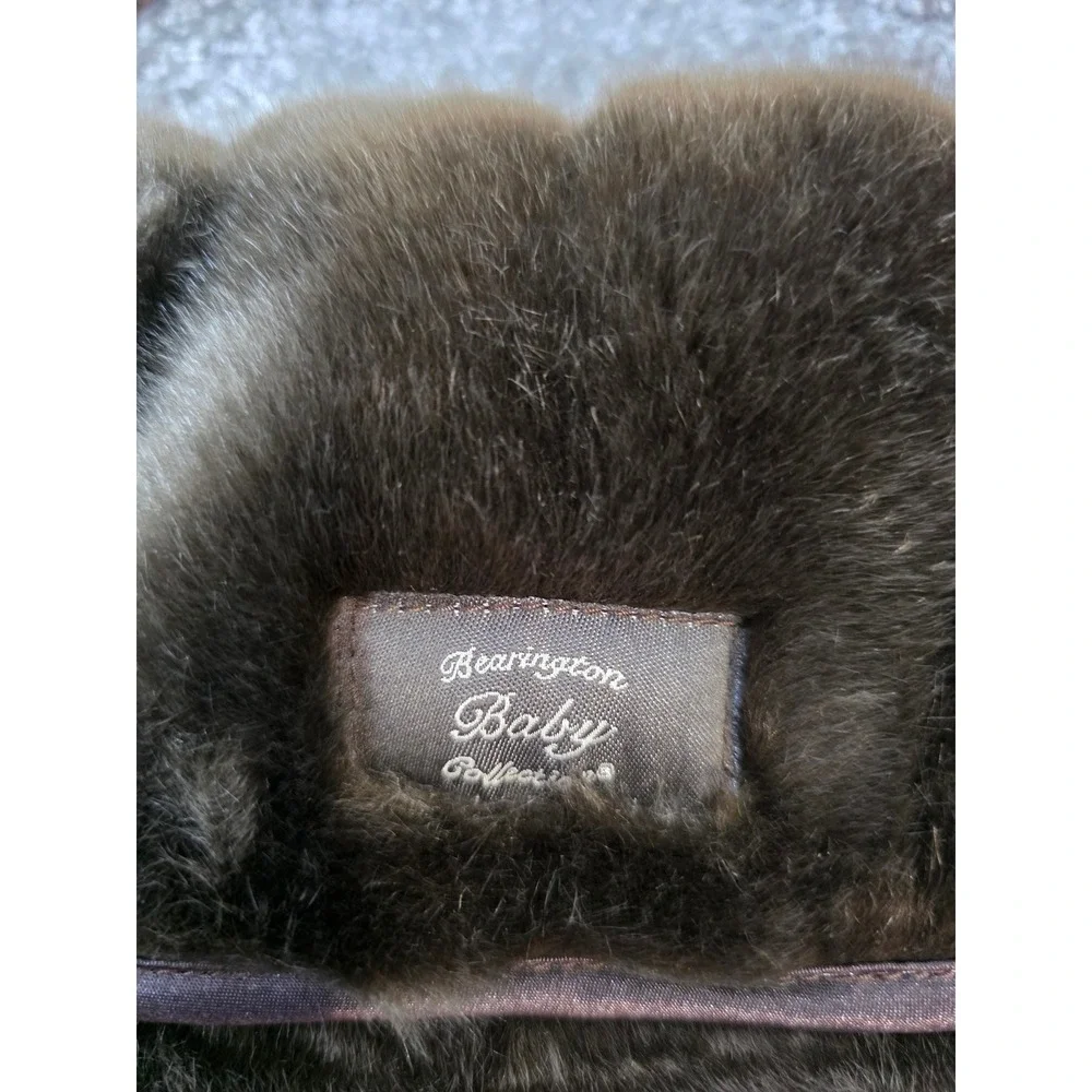Bearington Baby Collection Brown Faux Fur Plush Satin Lined Handbag Bag
